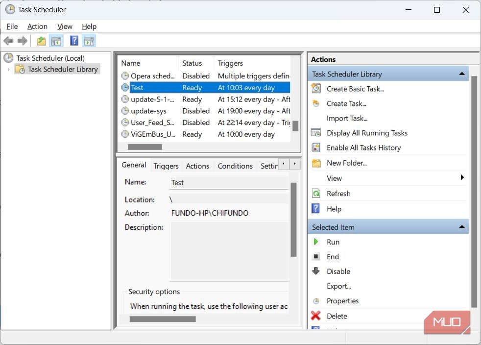 Nhiệm vụ đã lên lịch trong Task Scheduler trên Windows