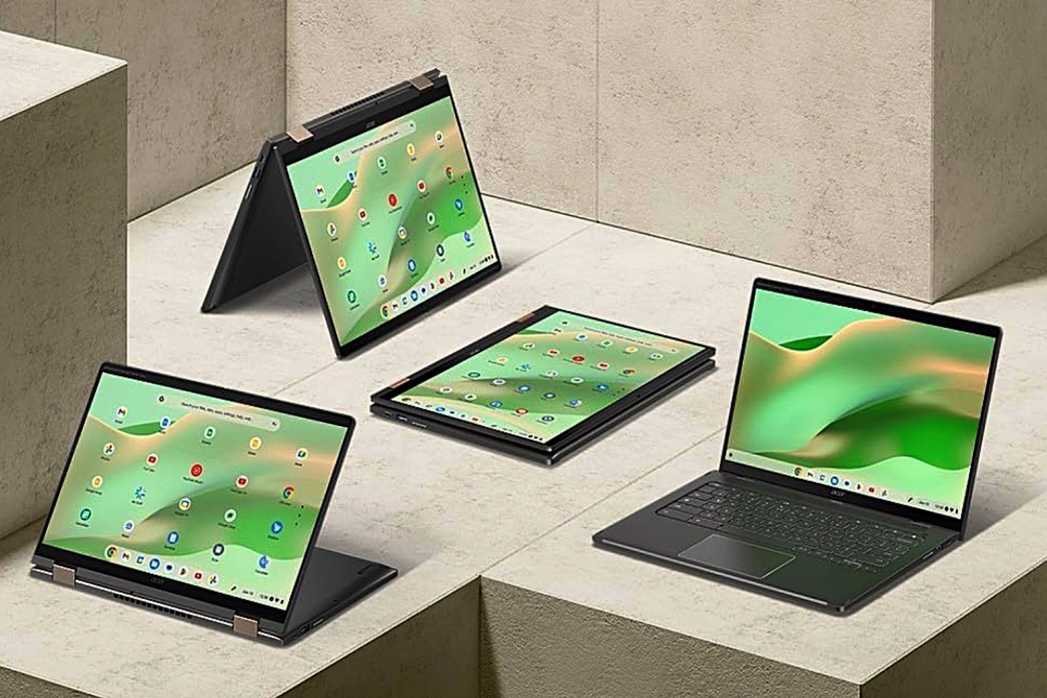Nhiều Acer Chromebook Spin 714 ở các chế độ khác nhau