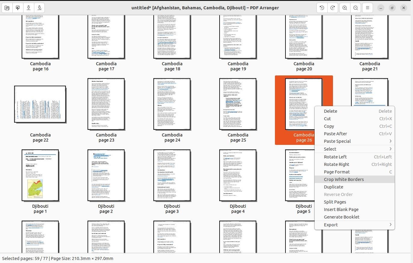 Nhiều trang trong PDF Arranger