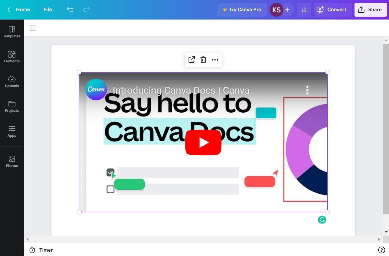 Nhúng video YouTube trong Canva Docs