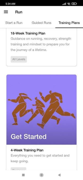 Nike Run Club ứng dụng kế hoạch tập luyện