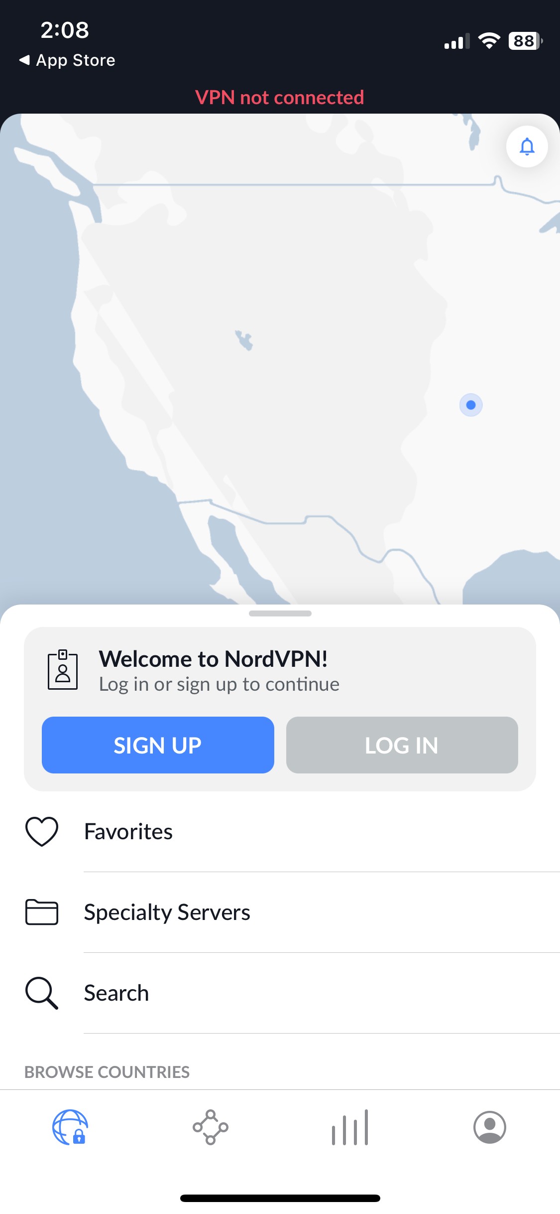 NordVPN app màn hình giới thiệu
