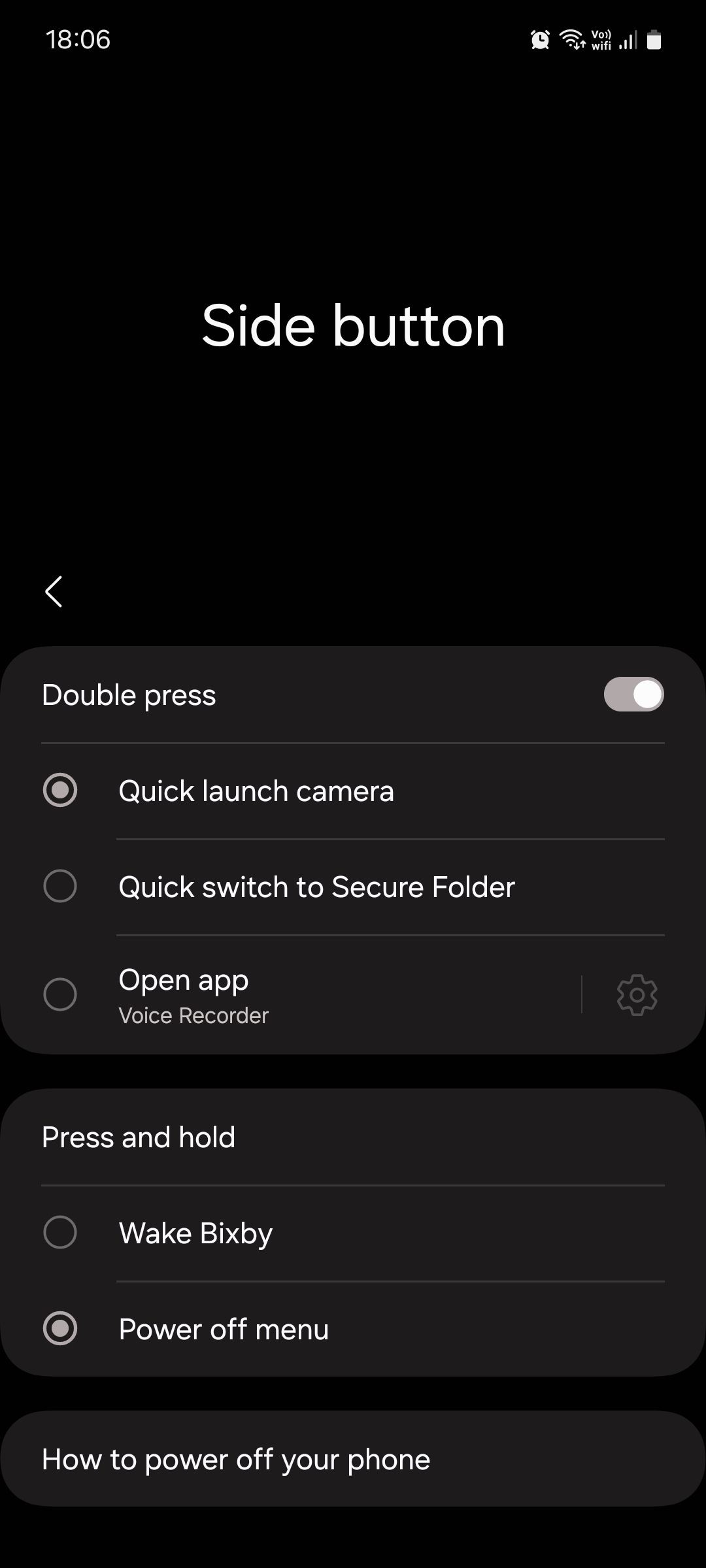 Nút bên Samsung One UI