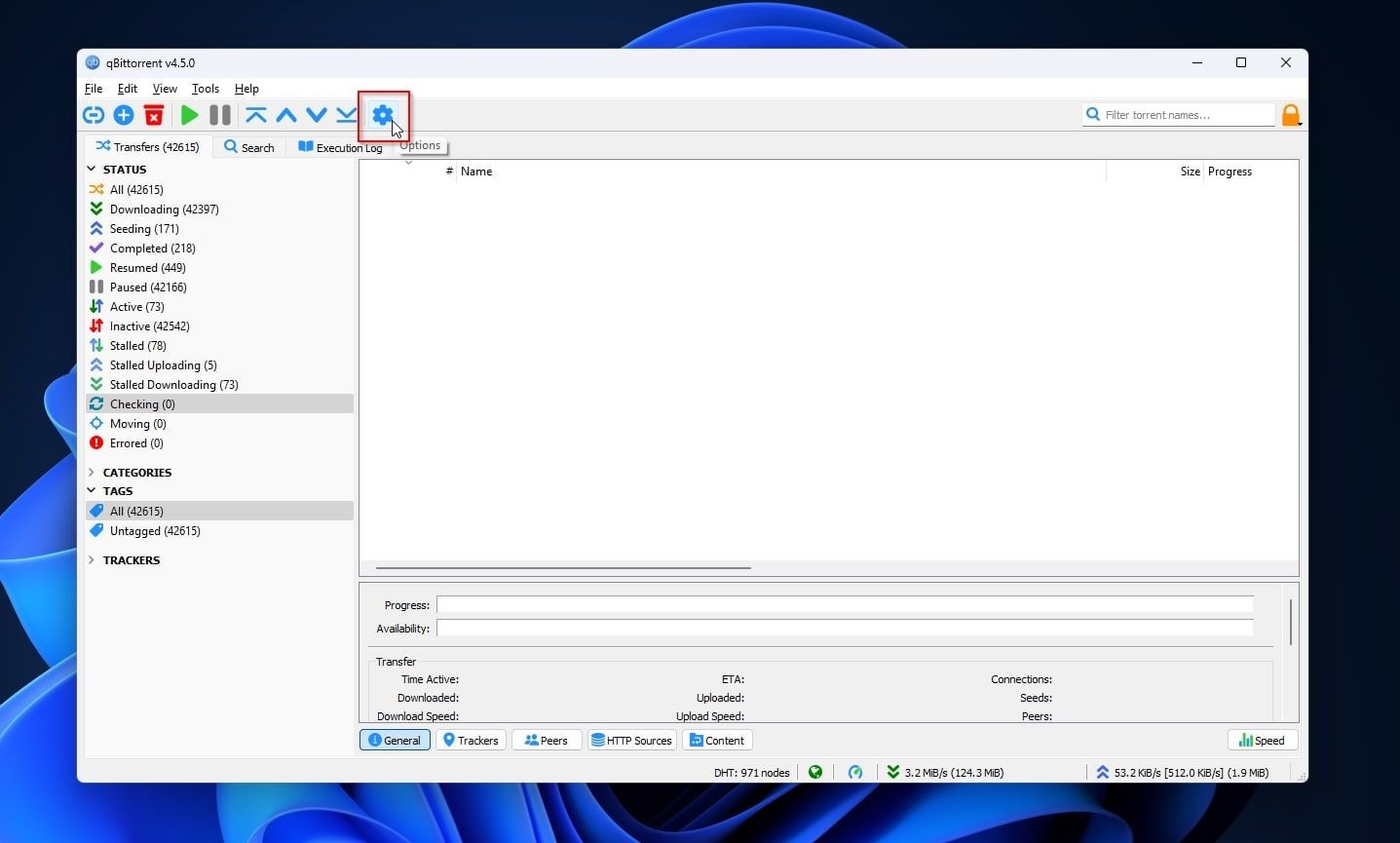 Nút Tùy Chọn qBittorrent