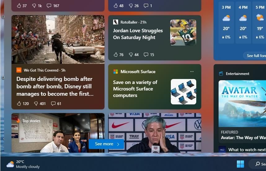 Nút Widgets trên Windows 11