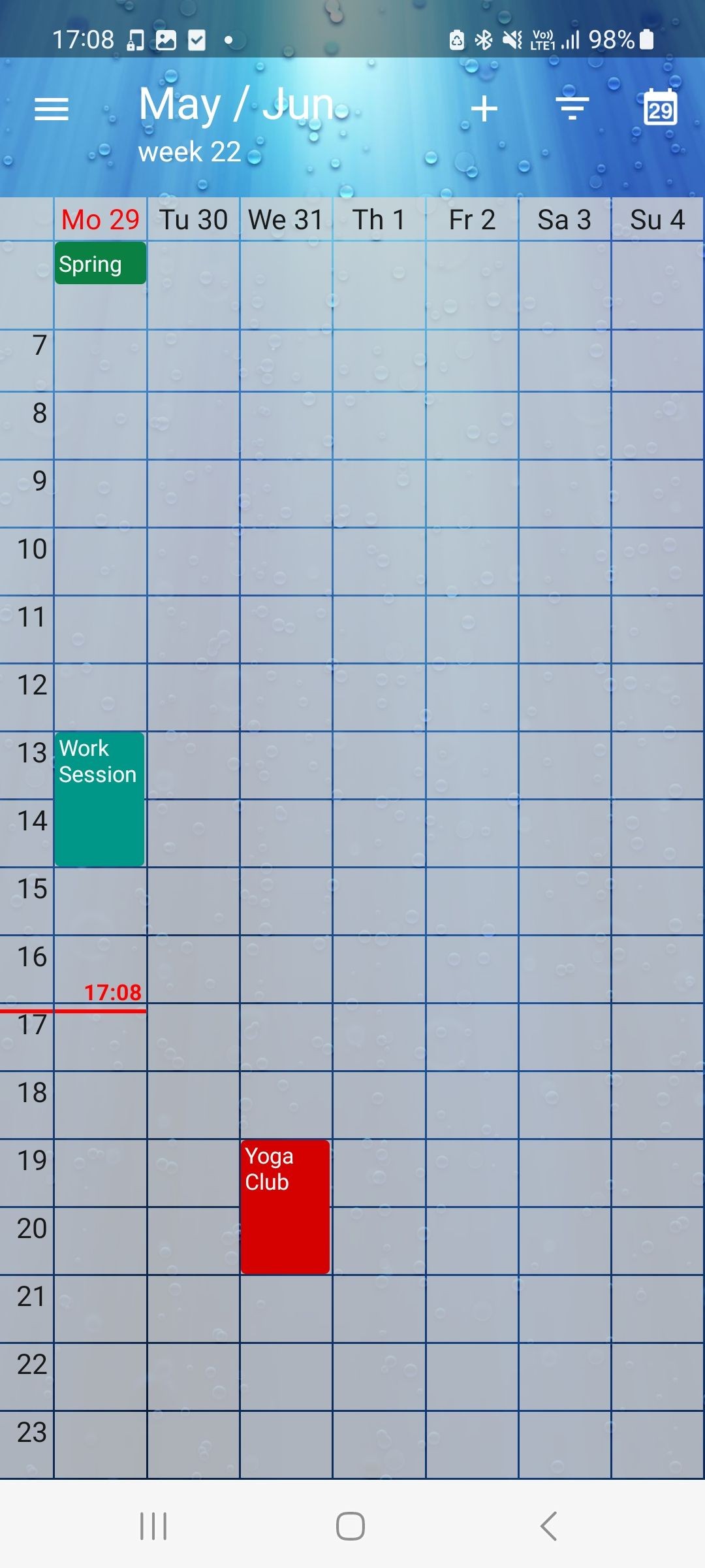 One Calendar Weekly View Compact