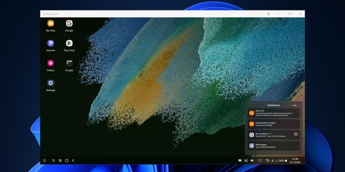 Phần thông báo Samsung DeX