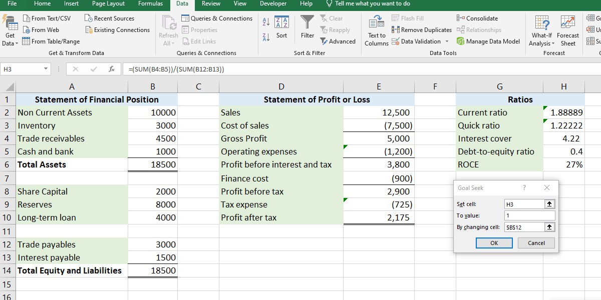 Phân tích tỷ lệ với Excel Goal Seek