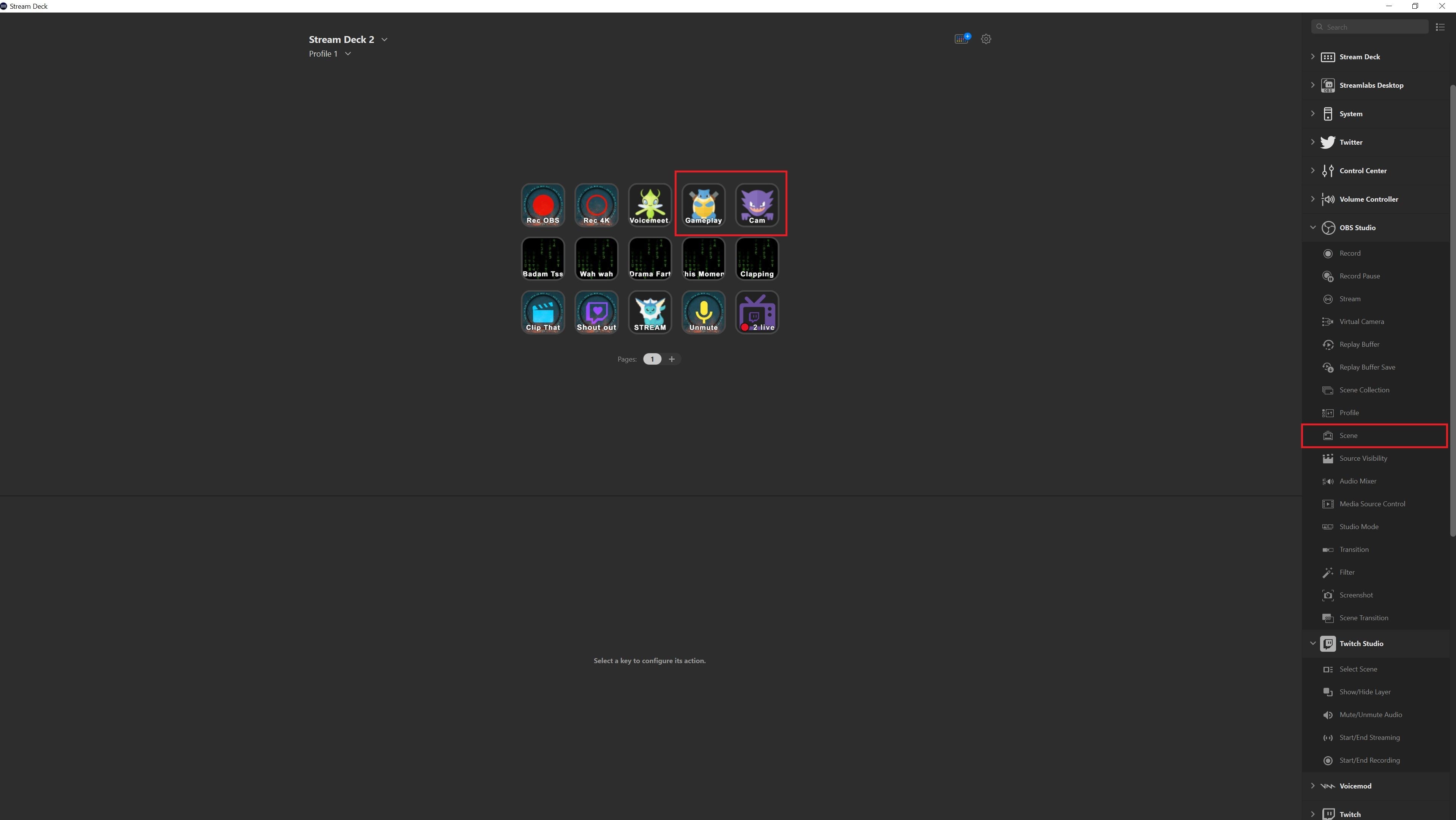 Phím tắt chuyển cảnh trên Stream Deck
