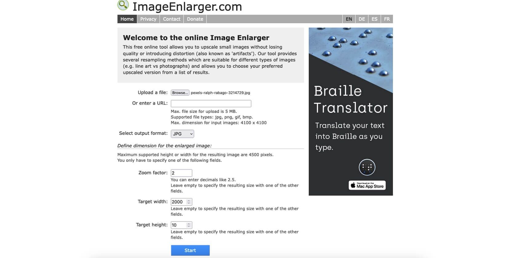 Phóng to ảnh trong Image Enlarger