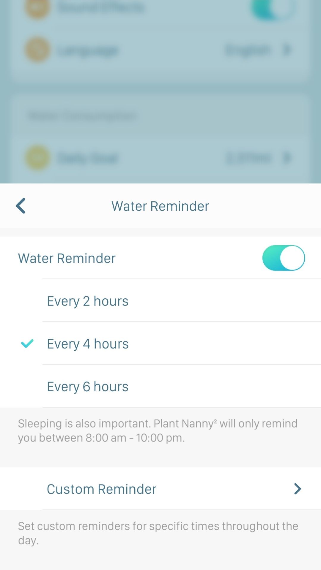 Plant Nanny nhắc nhở uống nước trên điện thoại Android