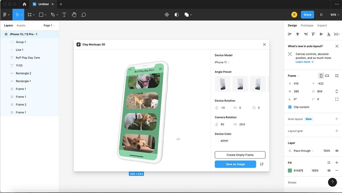 Plugin Clay Mockups 3D trong Figma