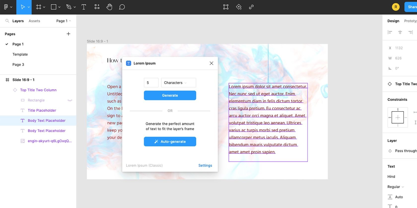 Plugin Lorem Ipsum trong Figma