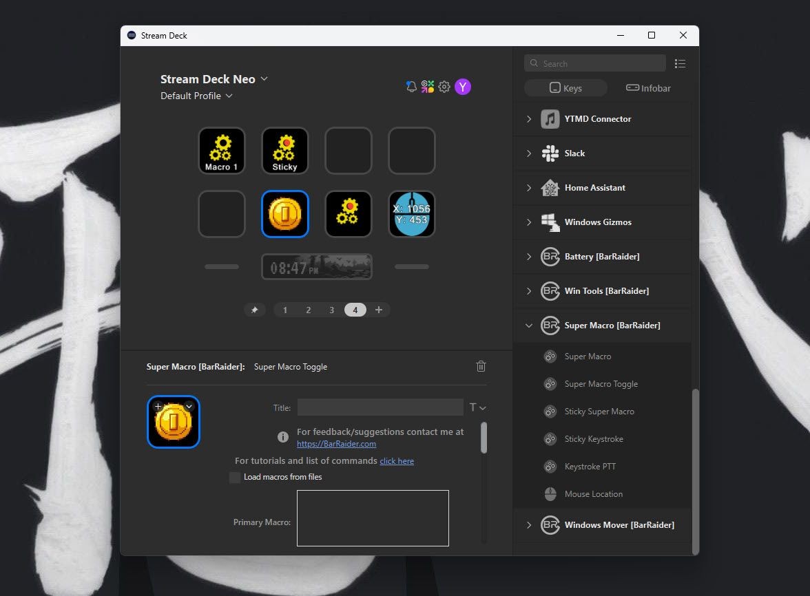 Plugin Super Macro trên Stream Deck Neo