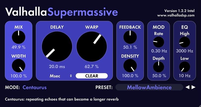 Preset Không gian trong plugin Valhalla Supermassive