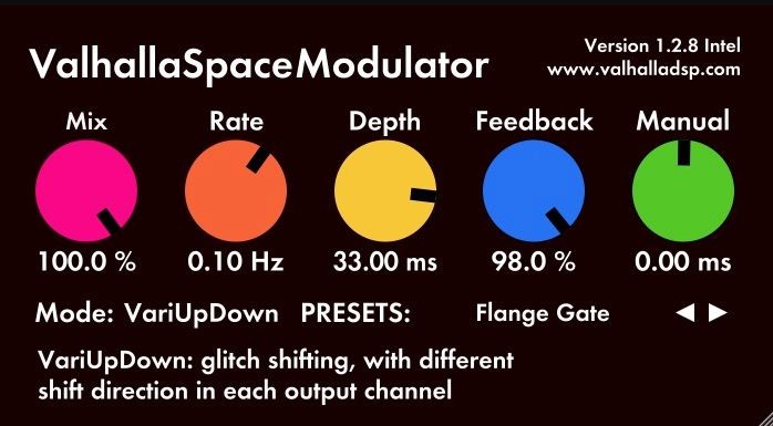 Preset reverb phi tuyến trong plugin ValhallaSpaceModulator