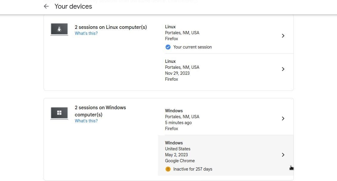 Quản lý các phiên đăng nhập và loại bỏ thiết bị không hoạt động trên Google