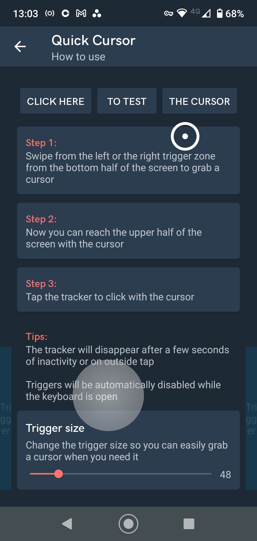 Quick Cursor in Use