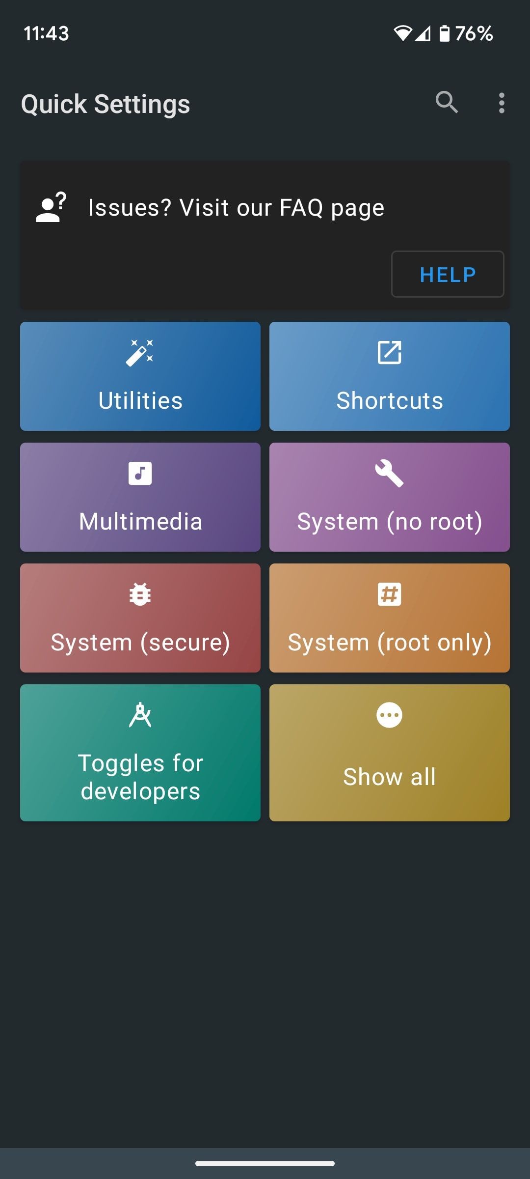 Quick Settings Home Screen