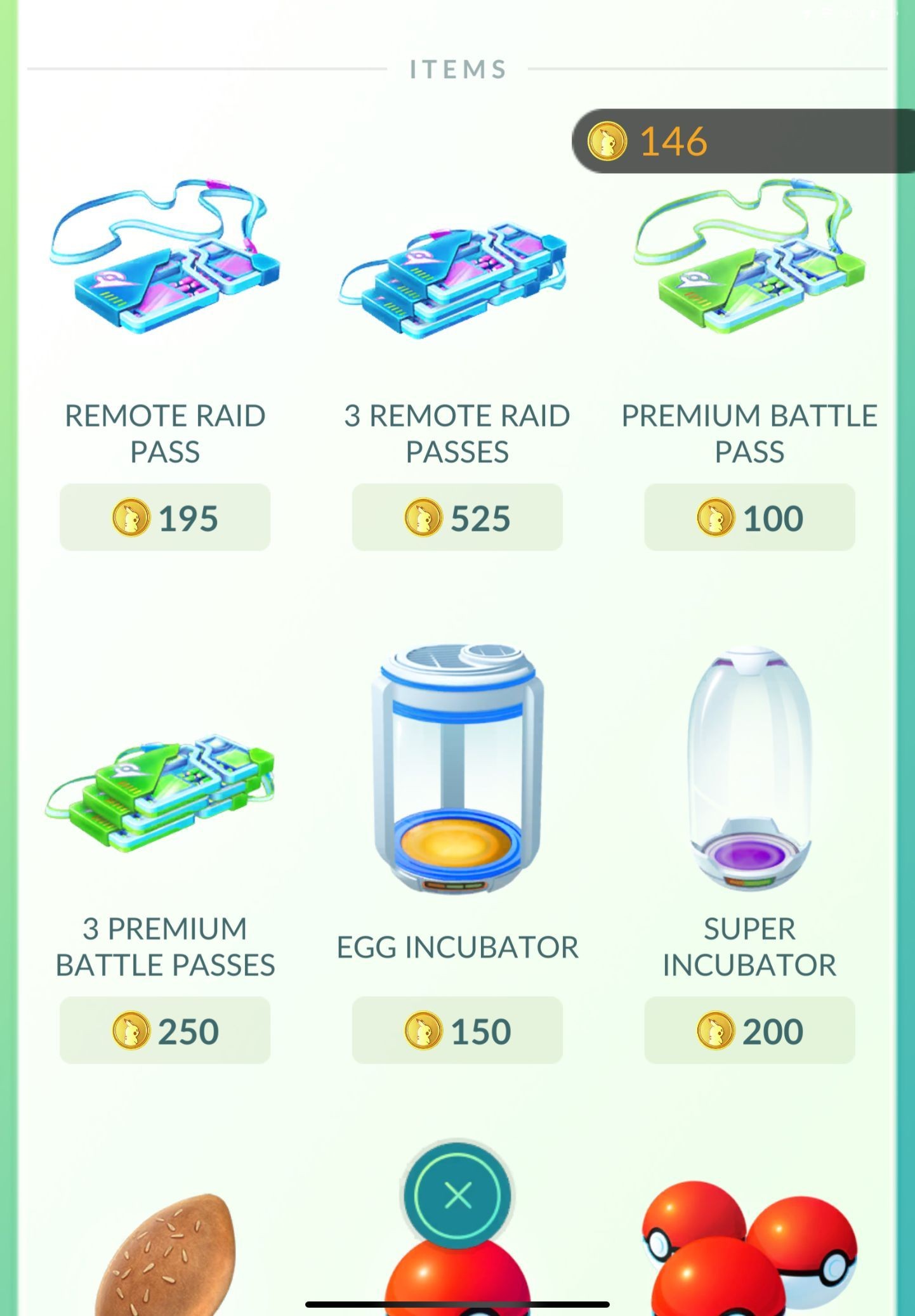 Remote Raid Passes trong cửa hàng Pokémon GO