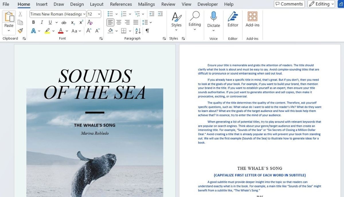 Sách điện tử Âm thanh của biển trong tài liệu Word