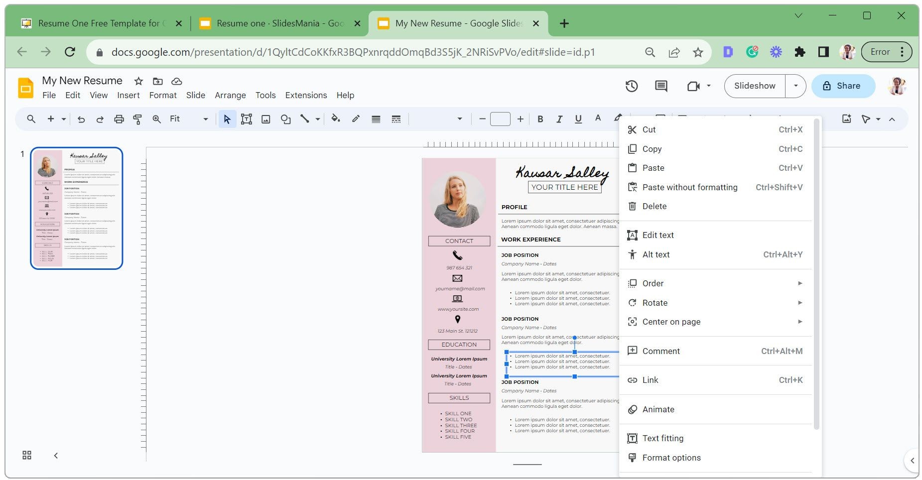 Sao chép hoặc xóa hộp văn bản trong Google Slides