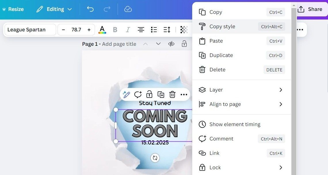 Sao chép kiểu trên Canva