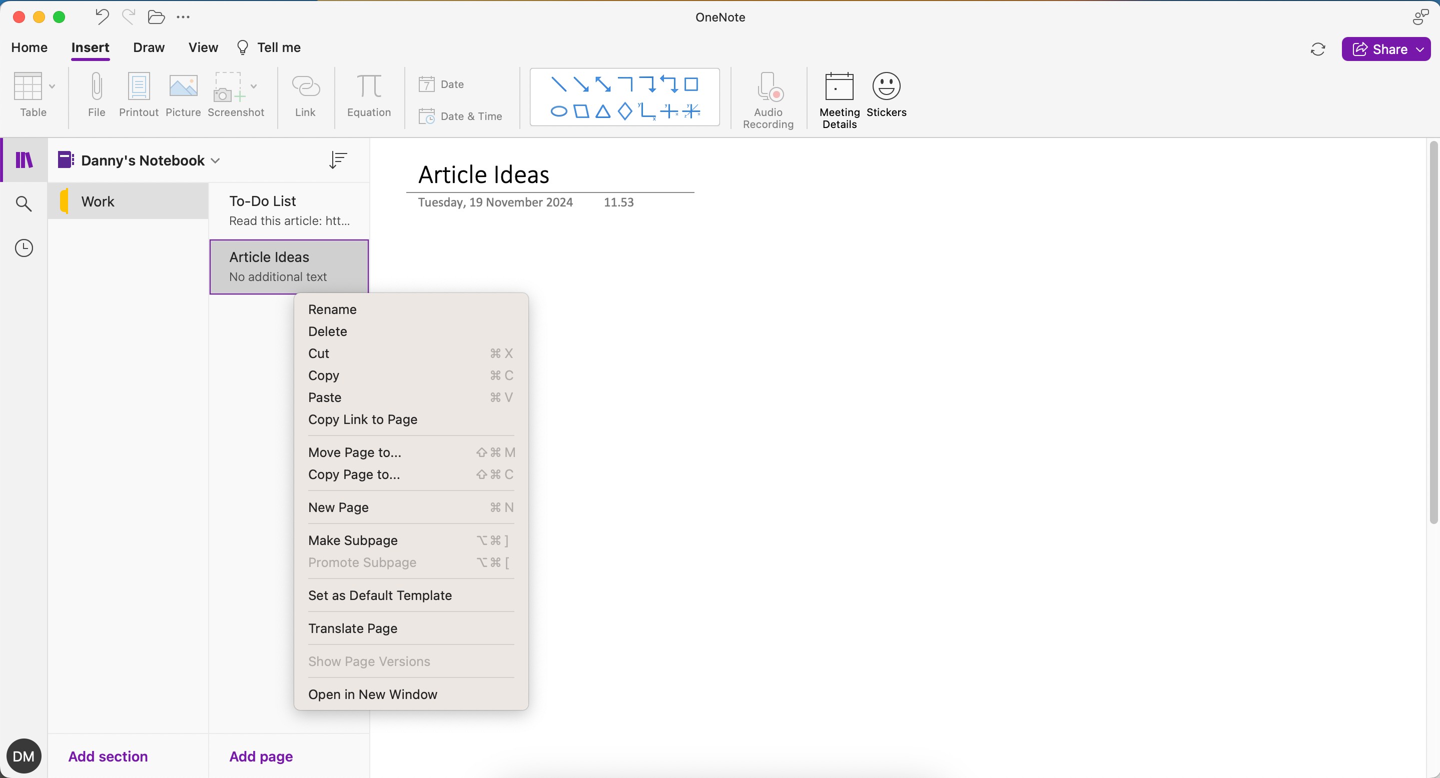 Sao chép liên kết đến trang trong OneNote