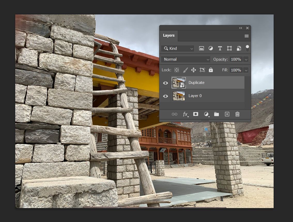 Sao chép lớp trước khi áp dụng Perspective Warp