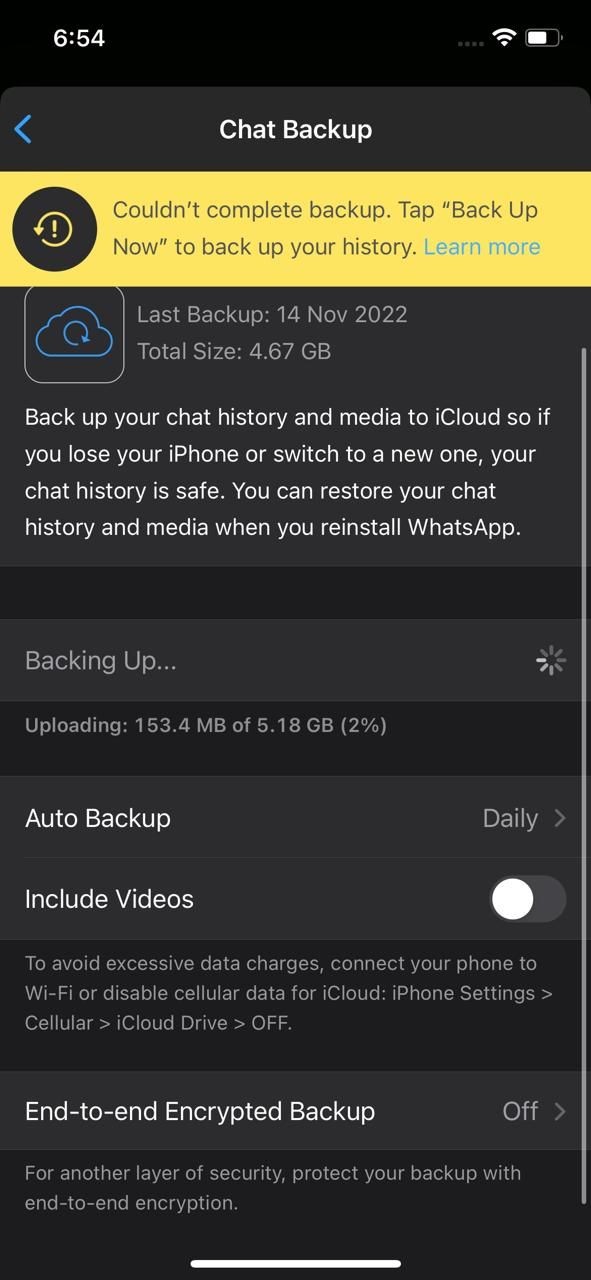 Sao lưu cuộc trò chuyện trên WhatsApp