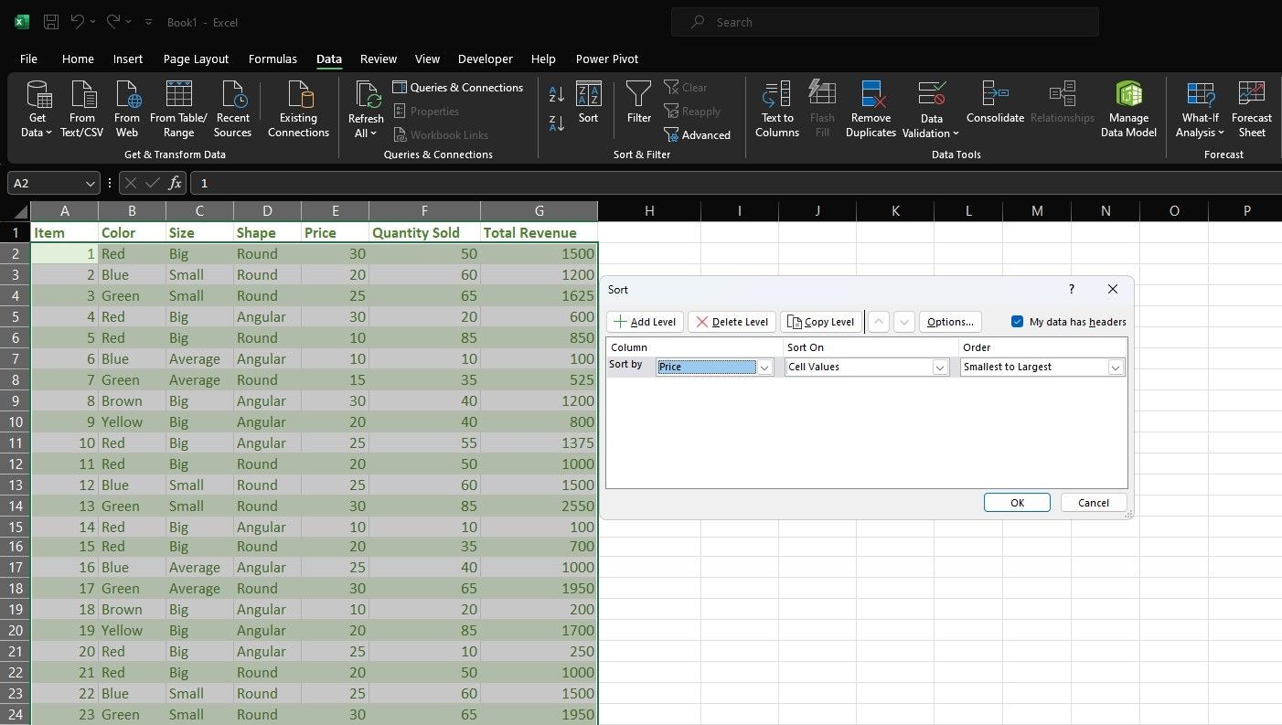 Sắp xếp hàng trong Excel
