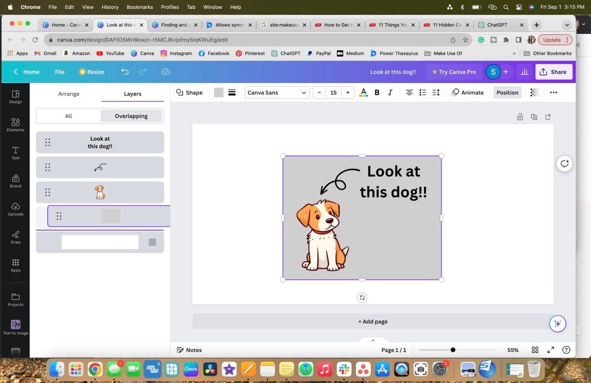 Sắp xếp lớp trên tab Lớp trong Canva