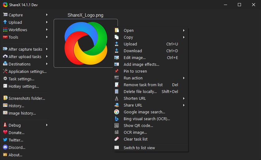 ShareX trên Windows 11