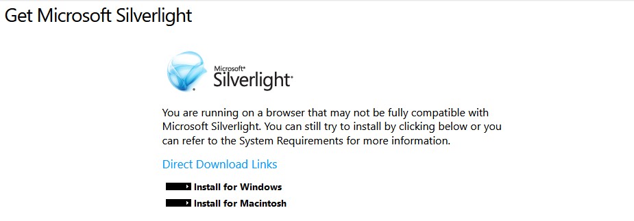 Silverlight Not Supported