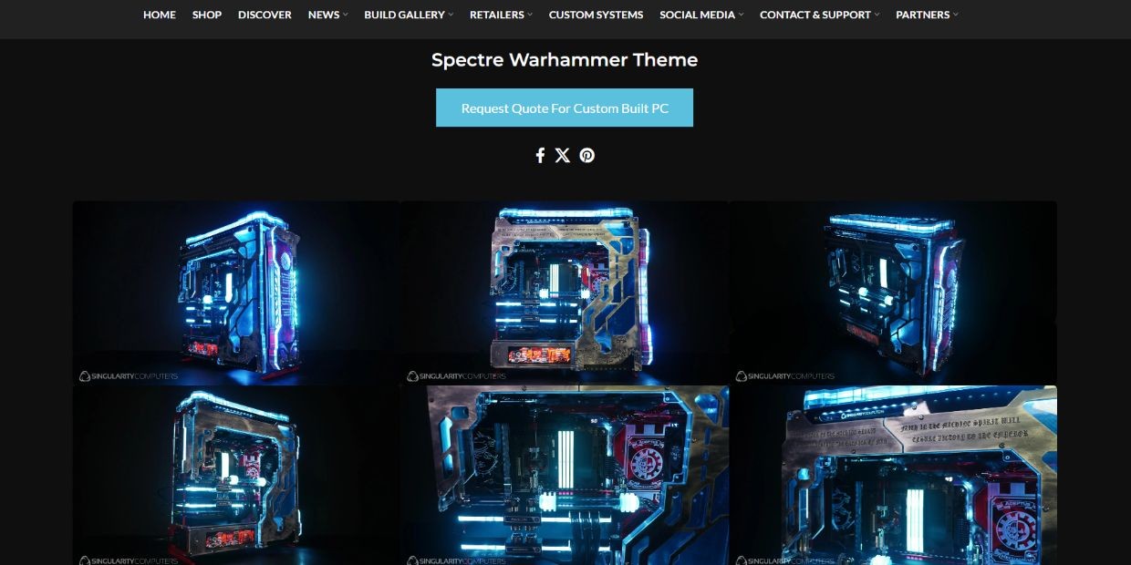 Singularity Computers trang web xây dựng PC tùy chỉnh Warhammer