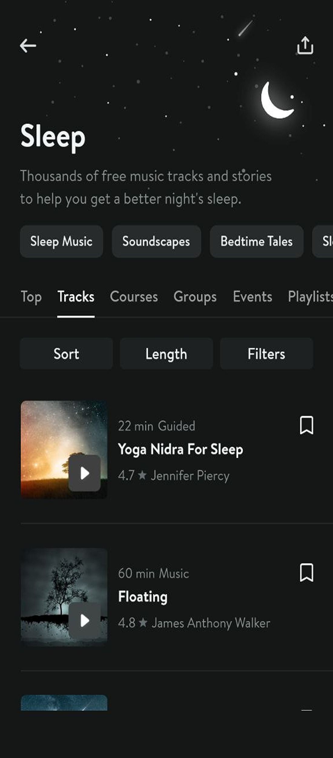 Sleep meditations in Insight Timer