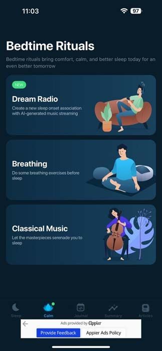 Sleepzy ứng dụng tab thư giãn