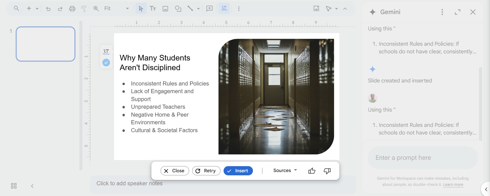 Slide được tạo bởi Gemini trong bài thuyết trình Google Slides