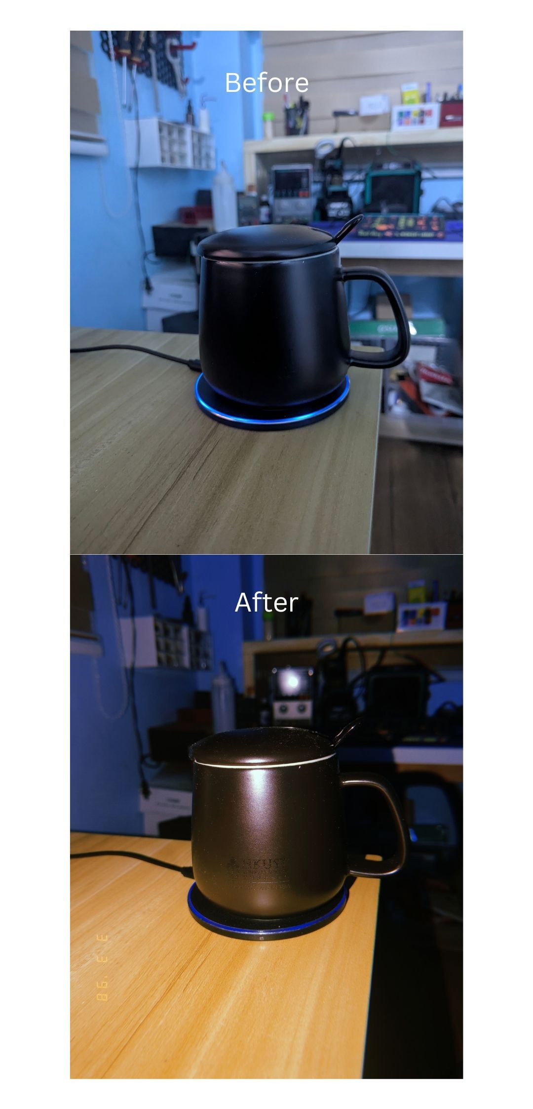 So sánh trước và sau khi chụp bằng Huji Cam