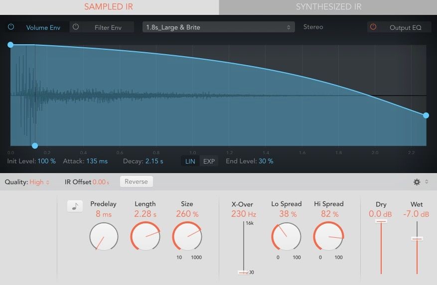 Space Designer plugin reverb trong Logic Pro X