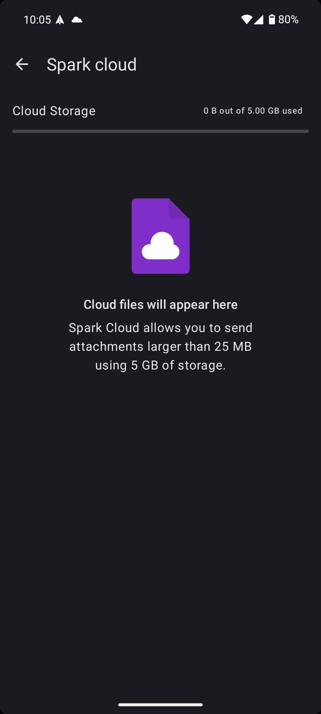 Spark Cloud trong ứng dụng Spark Mail trên Android