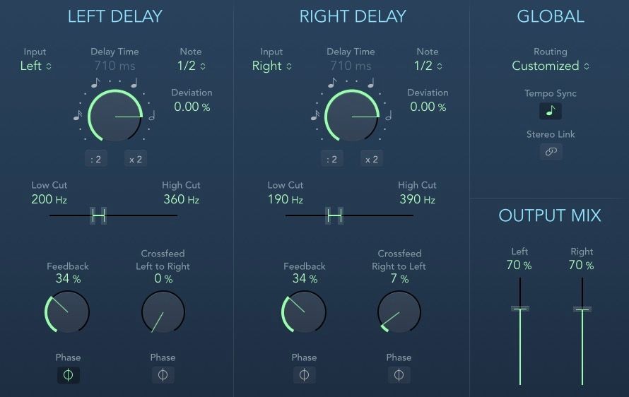 Stereo Delay plugin in Logic Pro X