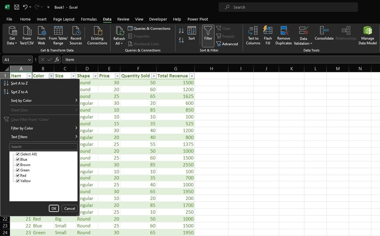 Sử dụng bộ lọc trong Excel
