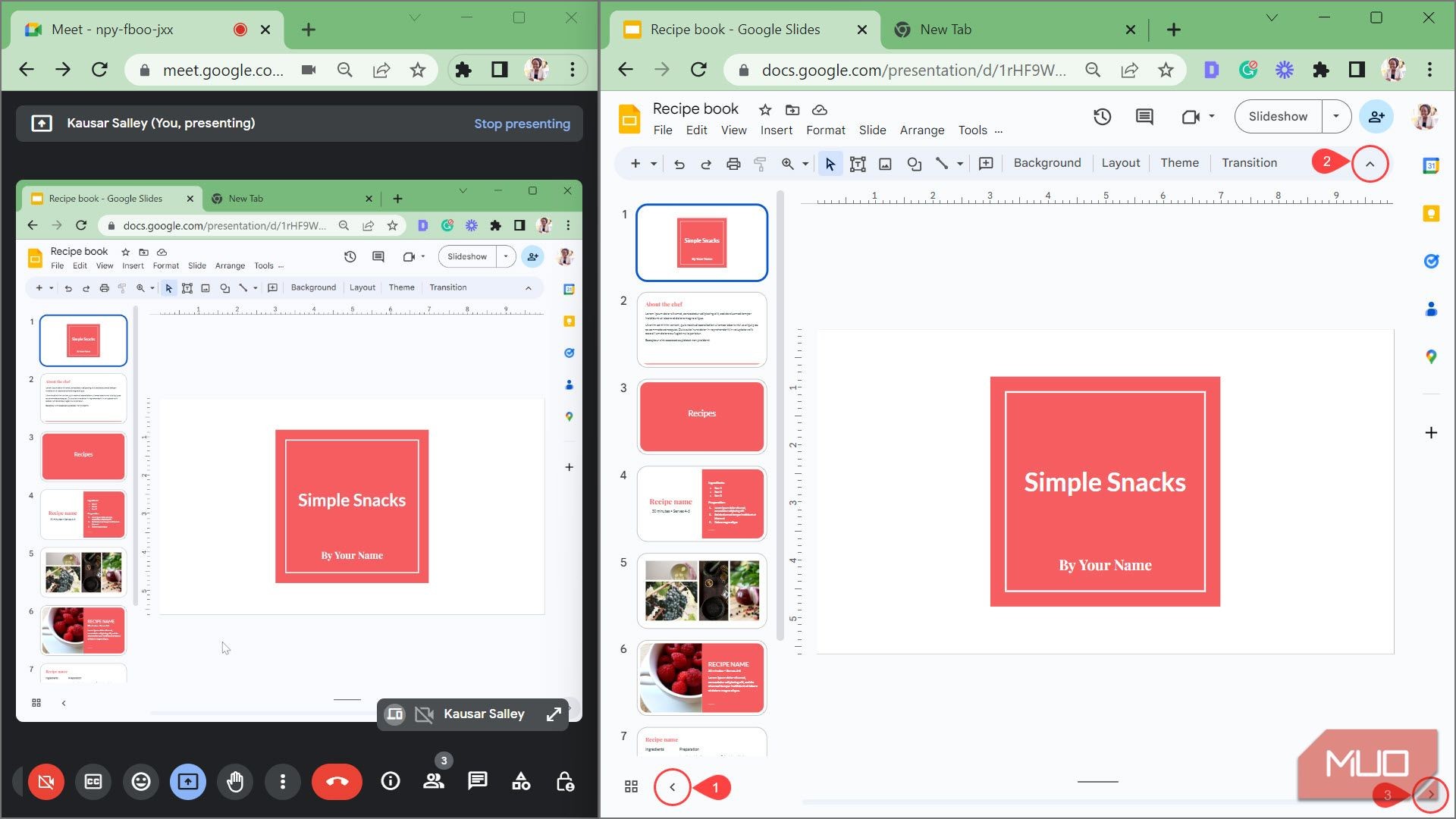 Sử dụng chế độ cửa sổ để xem Google Slides và người tham gia Google Meet