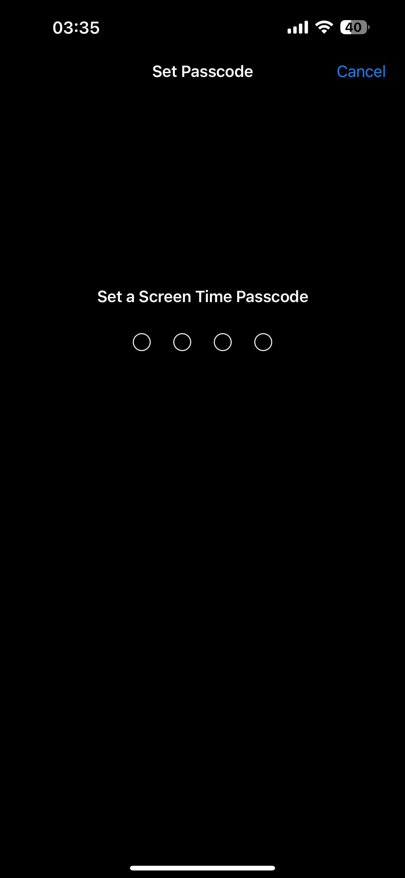 Sử dụng mã PIN bổ sung cho Screen Time