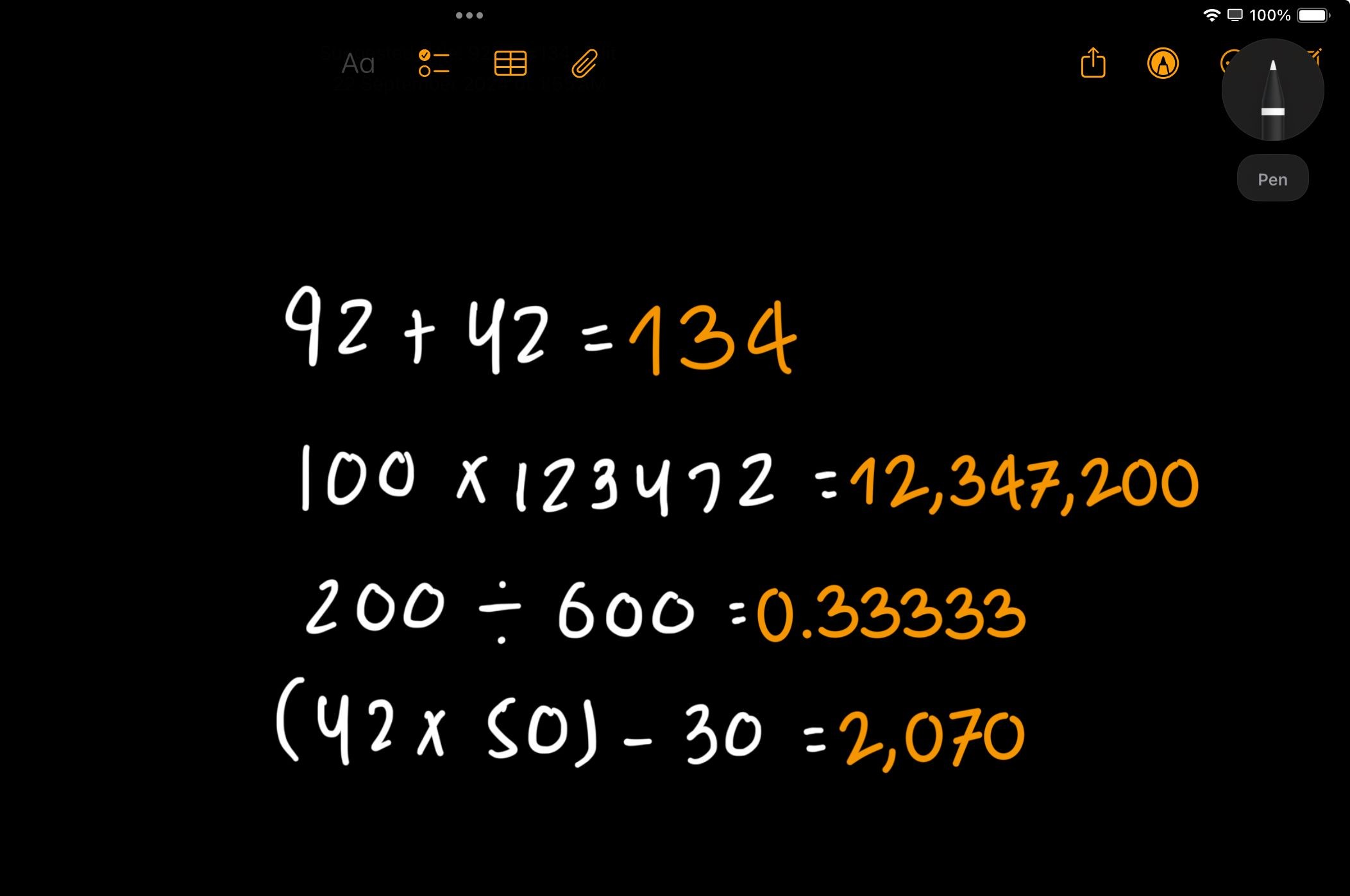 Sử dụng Math Notes trên iPad