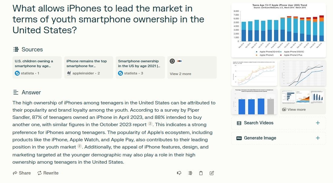 Sử dụng Perplexity.ai để nghiên cứu tại sao iPhone dẫn đầu thị trường