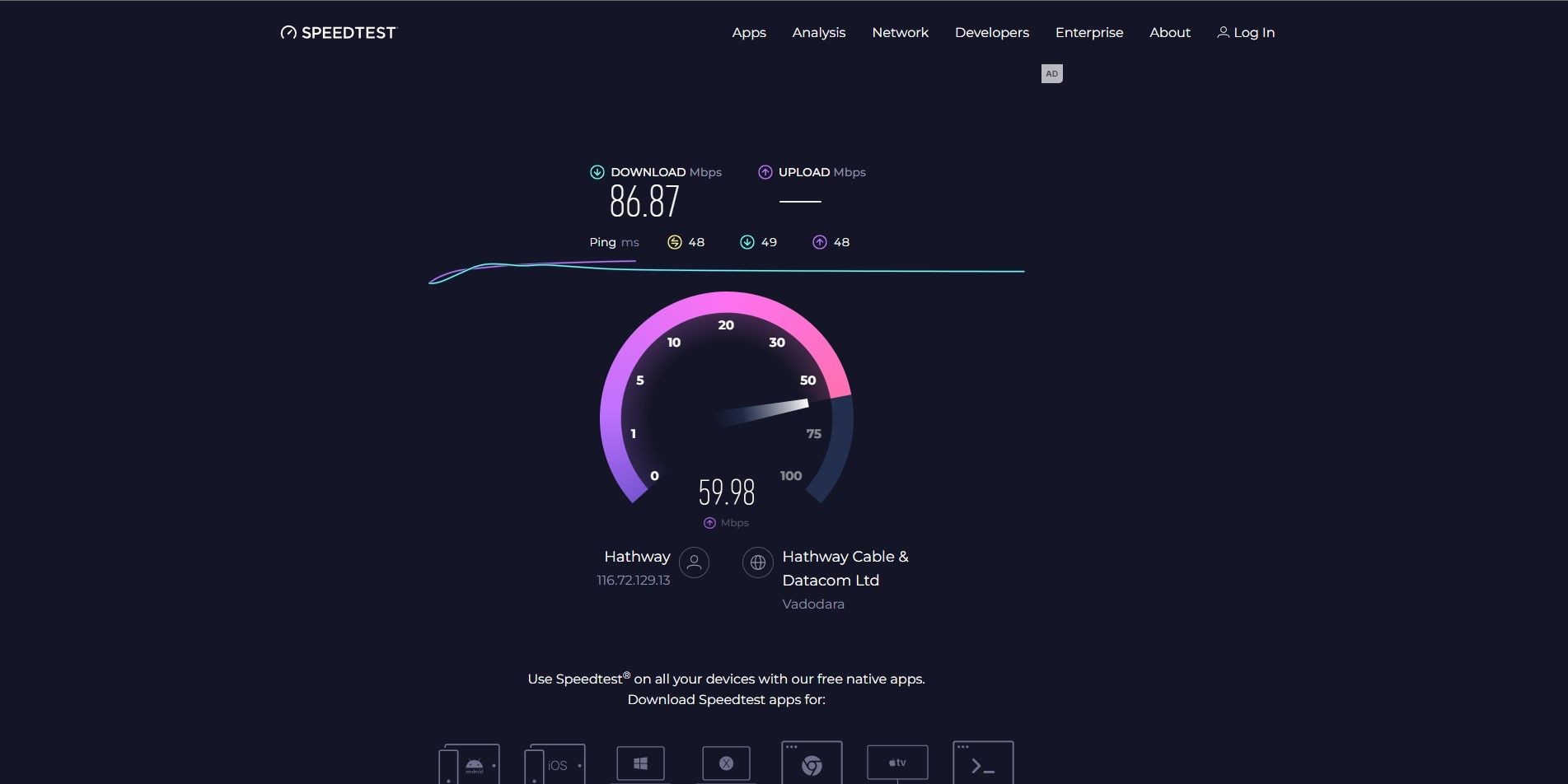 Sử dụng Speedtest.net để kiểm tra tốc độ internet