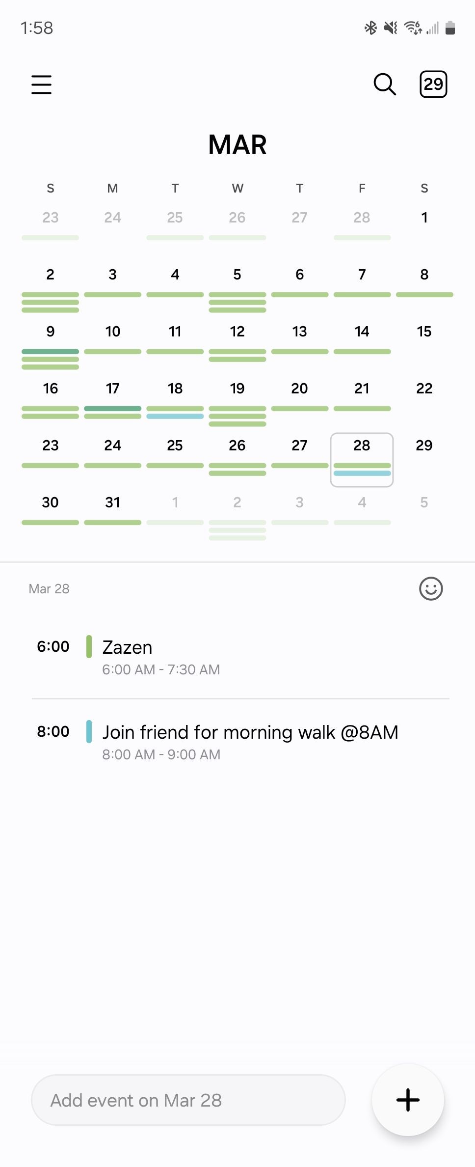 Sự kiện được tạo trong Samsung Calendar