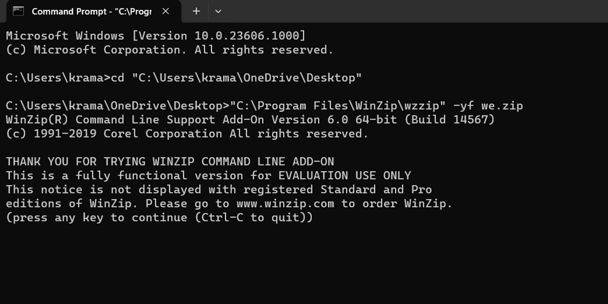 Sửa chữa tệp ZIP bị hỏng với Tiện ích Dòng Lệnh của WinZip